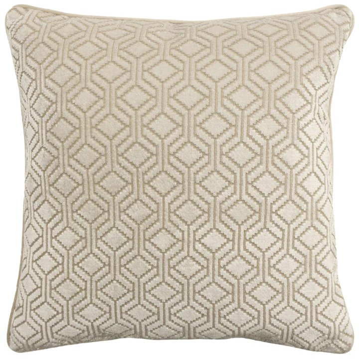 Paoletti Avenue Ivory Velvet Jacquard Cushion