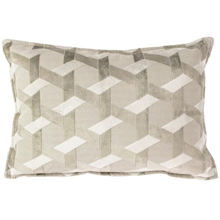 Paoletti Delano Ivory And Taupe Velvet Jacquard Cushion