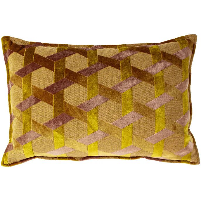 Paoletti Delano Ochre And Blush Velvet Jacquard Cushion