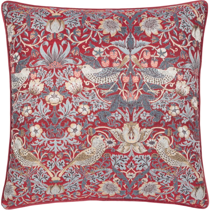 Morris & Co Strawberry Thief Berry Jacquard Cushion