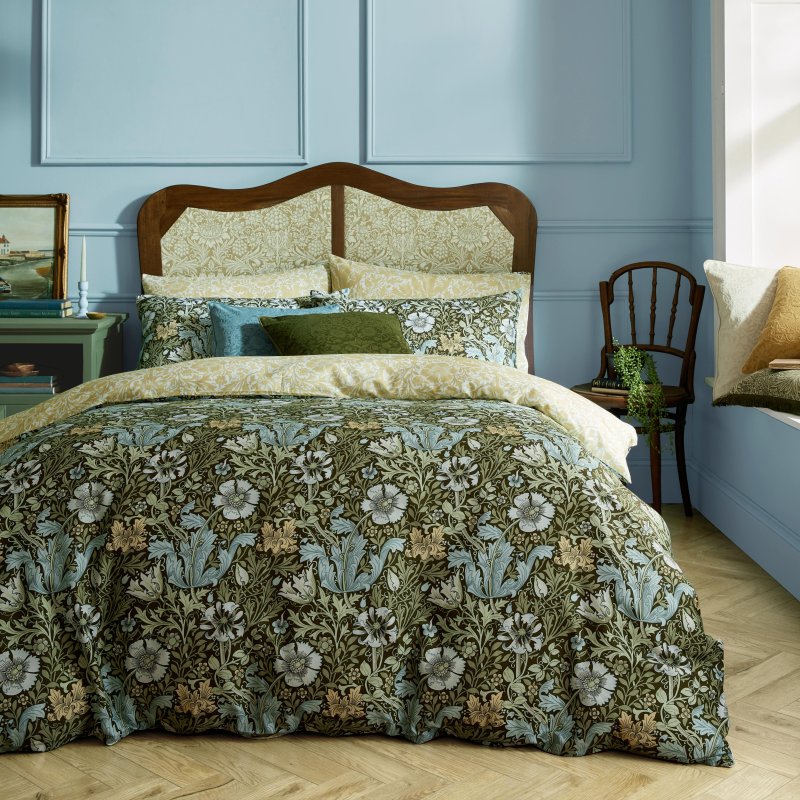 William Morris At Home Olive Green Compton Duvet Cover Set lifestyle