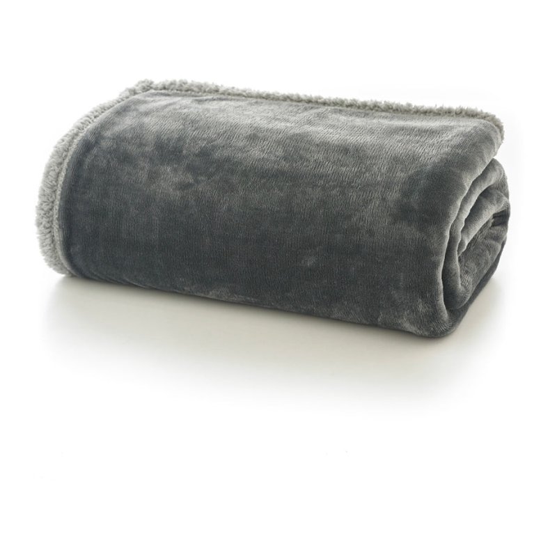 Deyongs Blackbrook Charcoal And Platinum Sherpa Reverse Throw on white