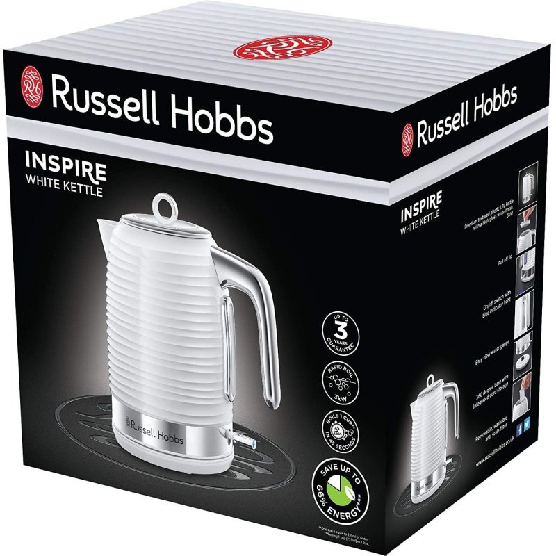 Russell Hobbs Inspire White Jug Kettle | Aldiss of Norfolk
