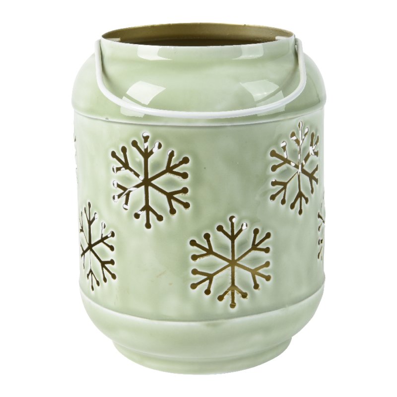 Kaemingk Green Lantern iron enamel snow cut-out