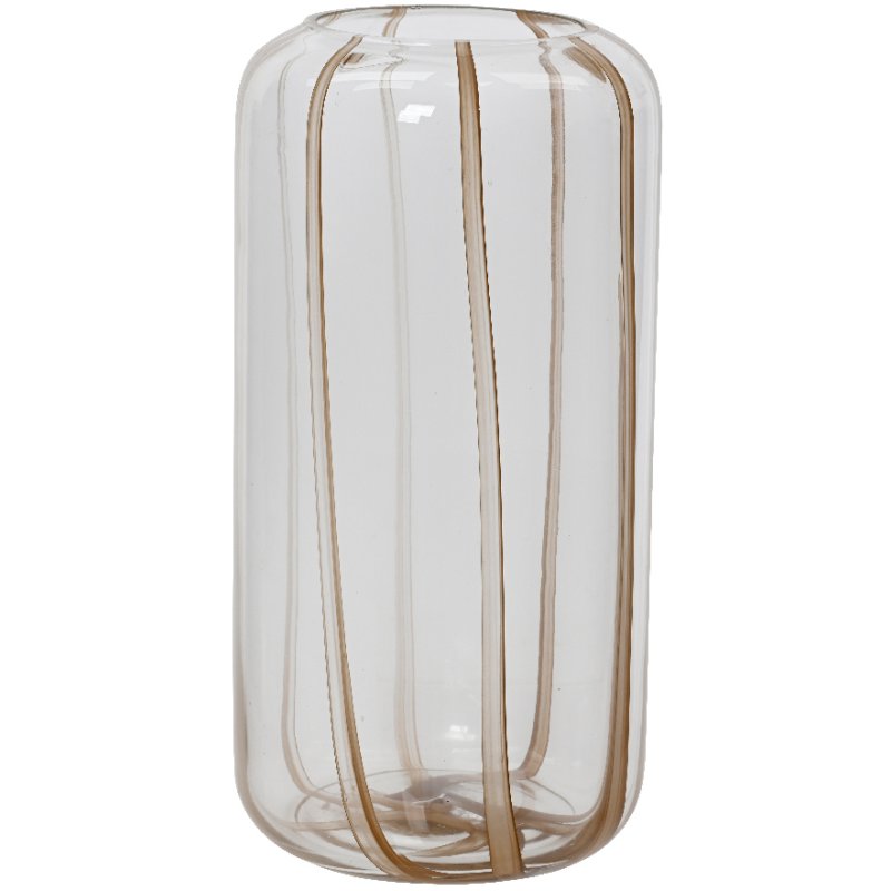 Kaemingk Clear Glass Vase with solid colour dark brown strips