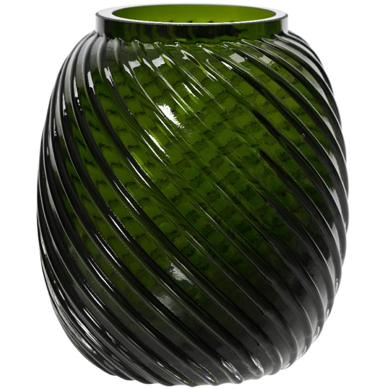 Kaemingk Vase glass solid color green swirl