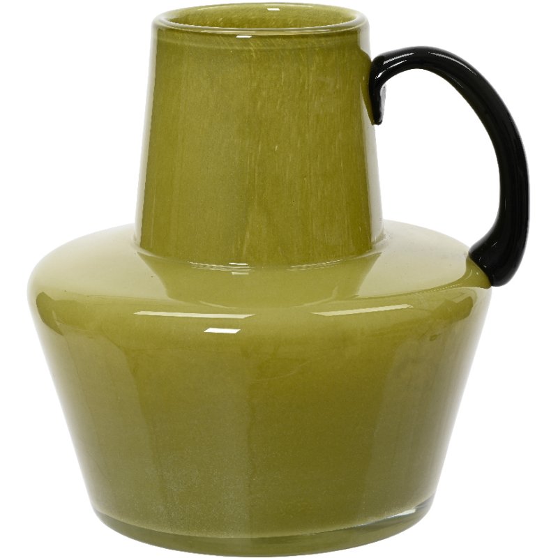 Kaemingk solid color glass vase with handle