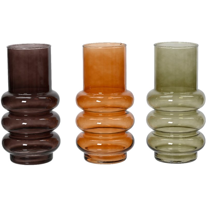 Kaemingk Vase glass 3 Assorted Colour