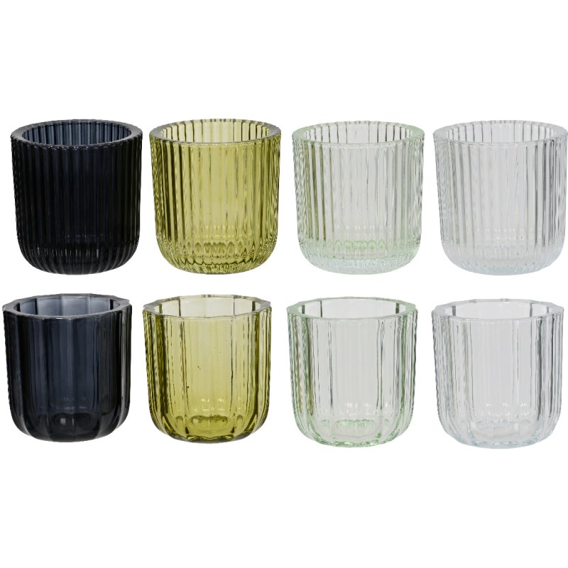 Kaemingk Hurricane glass vase ripple relief