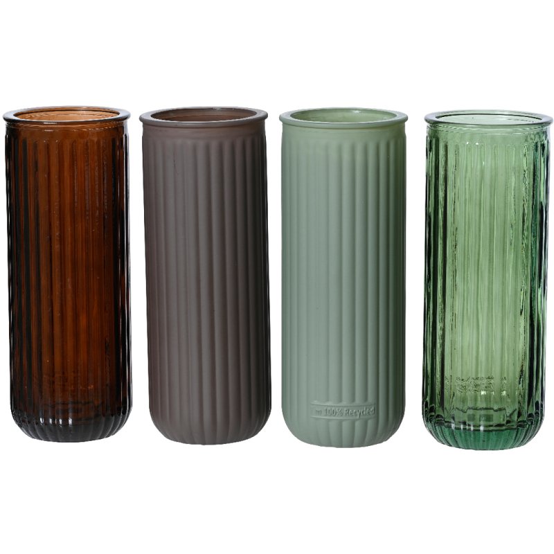 Kaemingk Vase recycled glass frosted 4 Assorted