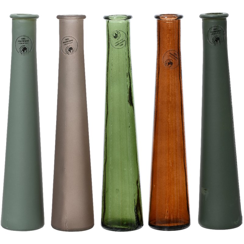 Kaemingk Vase recycled glossy glass 5 Assorted