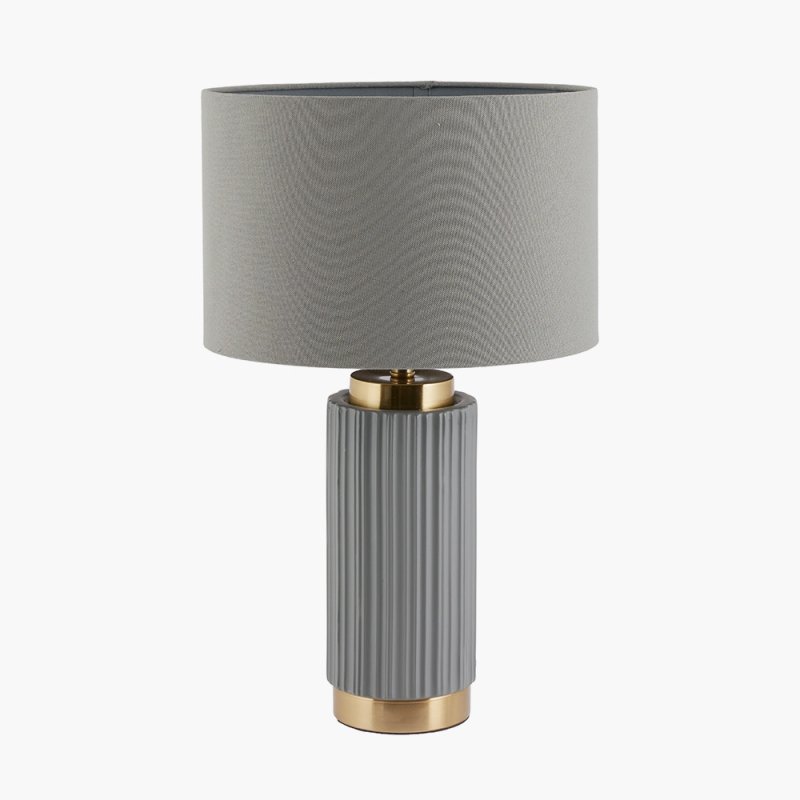 Pacific Ionic Grey Textured Ceramic Gold Metal Table Lamp