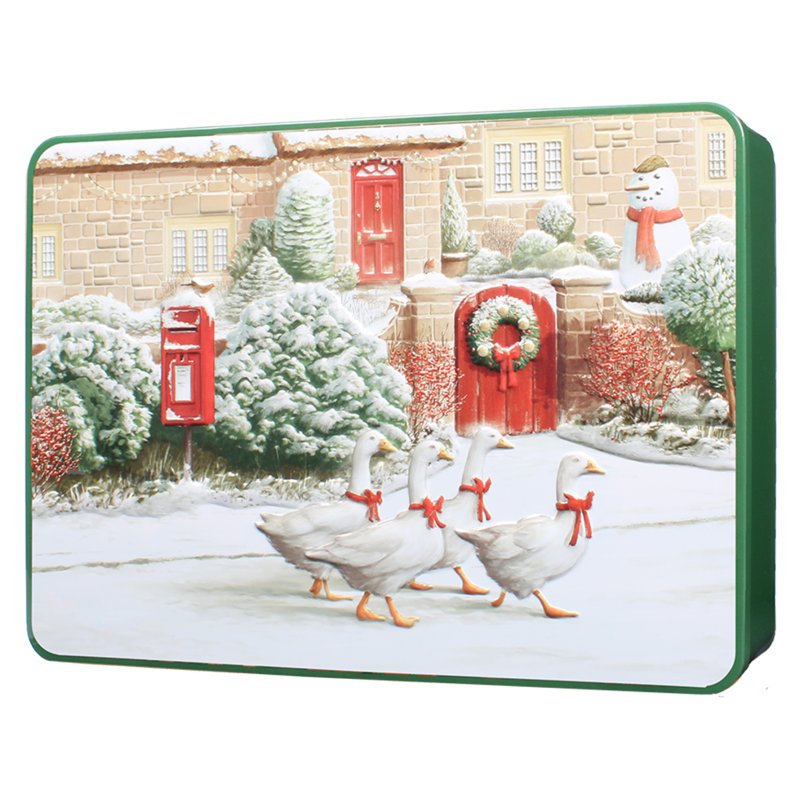 Bramble Embossed Xmas Geese Biscuit Tin 300g