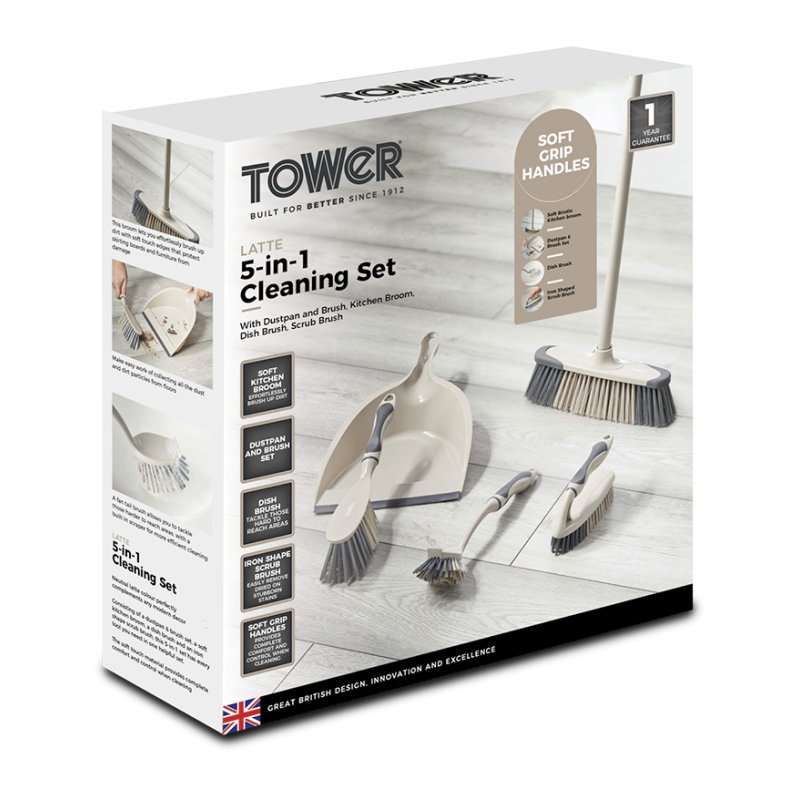 Tower 5-in-1 Cleaning Set Latte & Grey | Aldiss of Norfolk