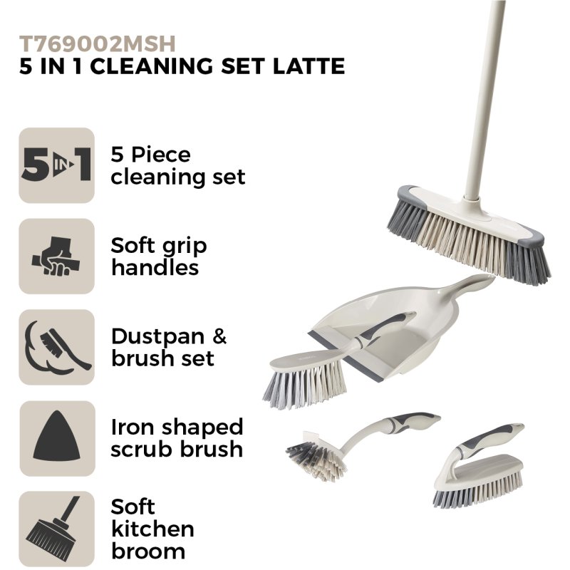 5点セット！FEELENA Lift brush Deluxe Tower 5-in-1 Cleaning Set Latte & Grey | Aldiss of Norfolk