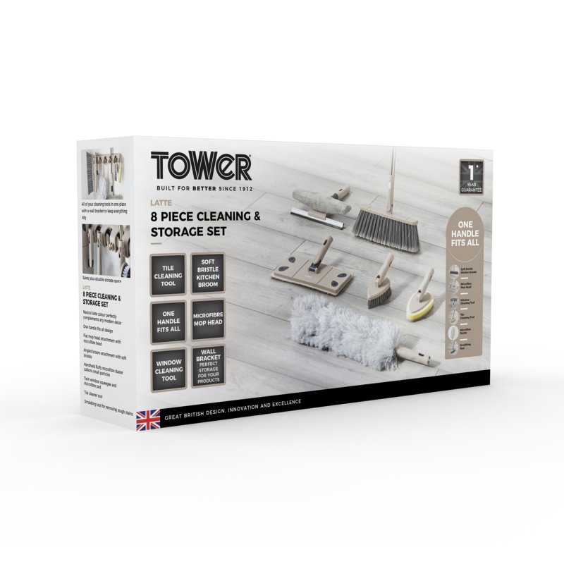 Tower 8 Piece Cleaning & Storage Set Latte | Aldiss of Norfolk