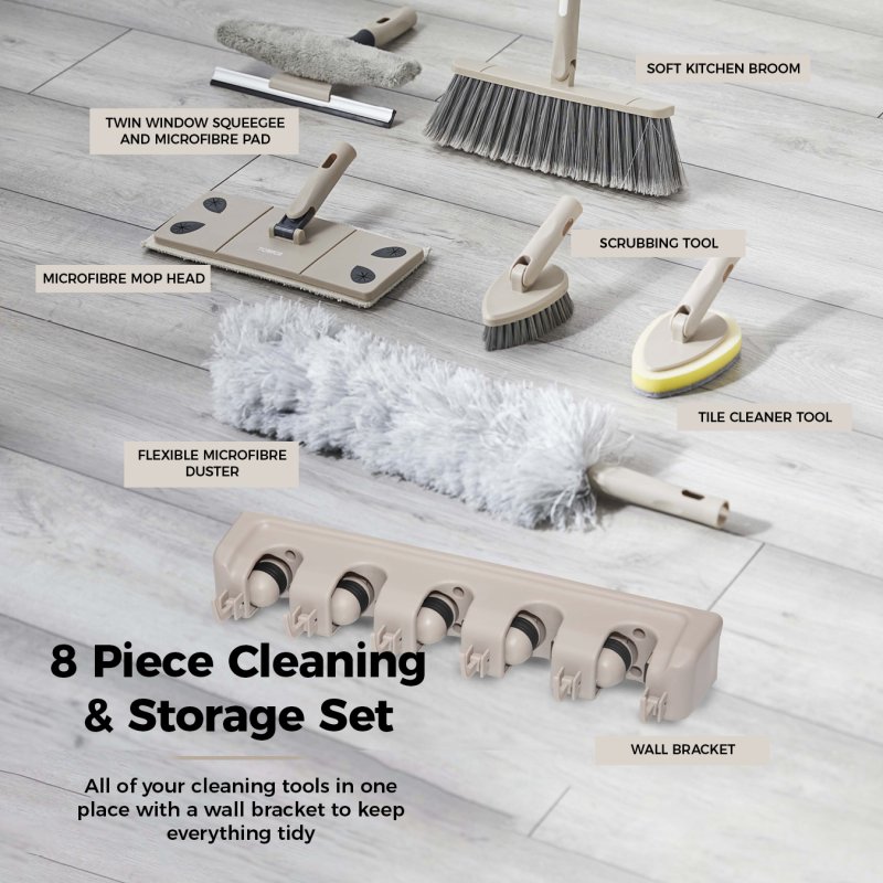 Tower 8 Piece Cleaning & Storage Set Latte | Aldiss of Norfolk