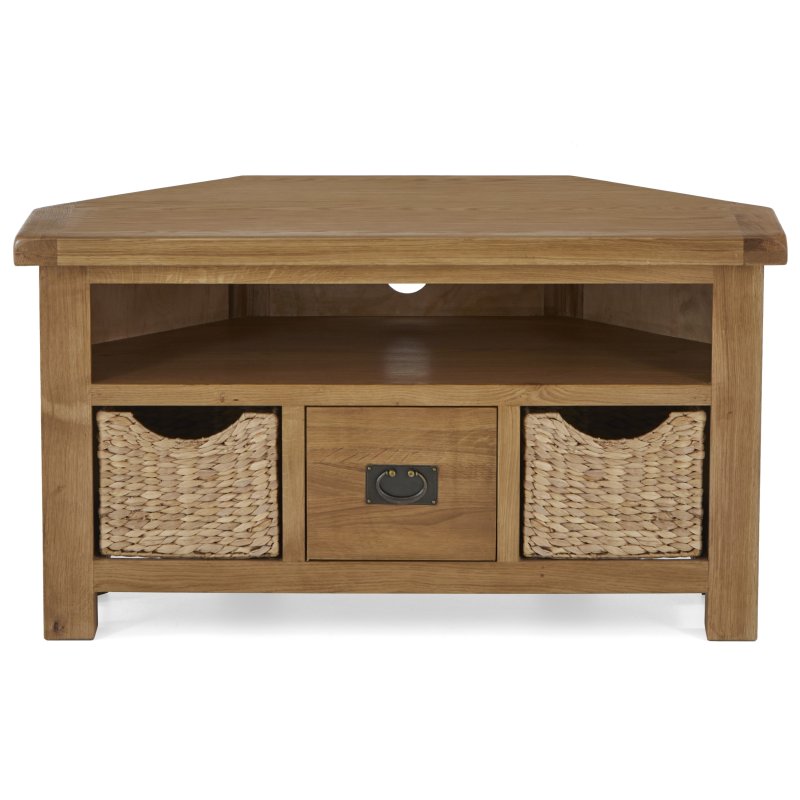 Chester Corner TV Unit With Baskets on a white background