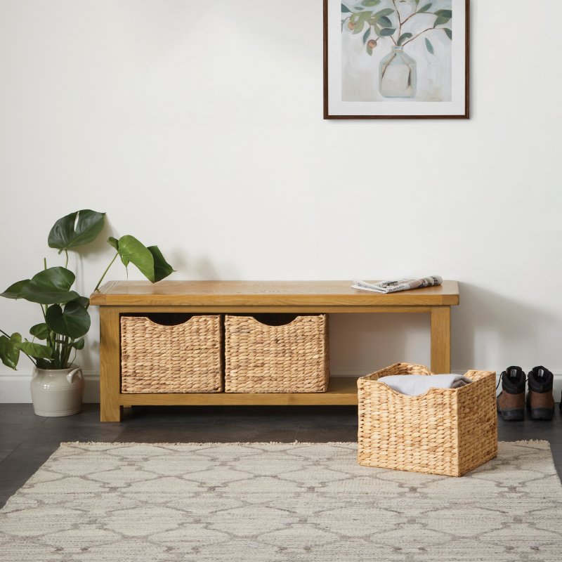 Chester Bench With Baskets lifestyle