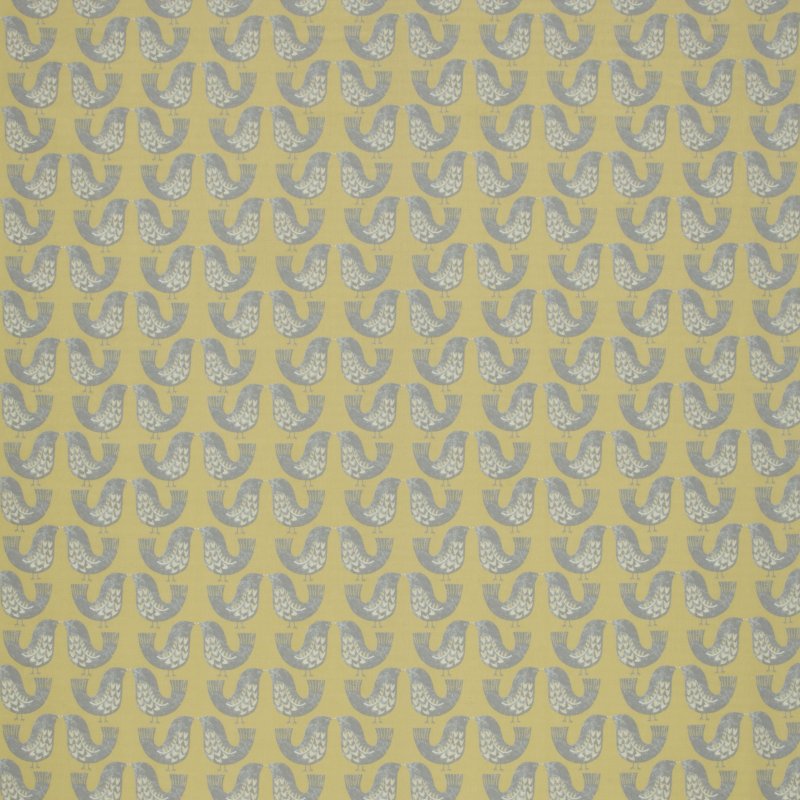 Scandi Birds Mustard Matt PVC Fabric