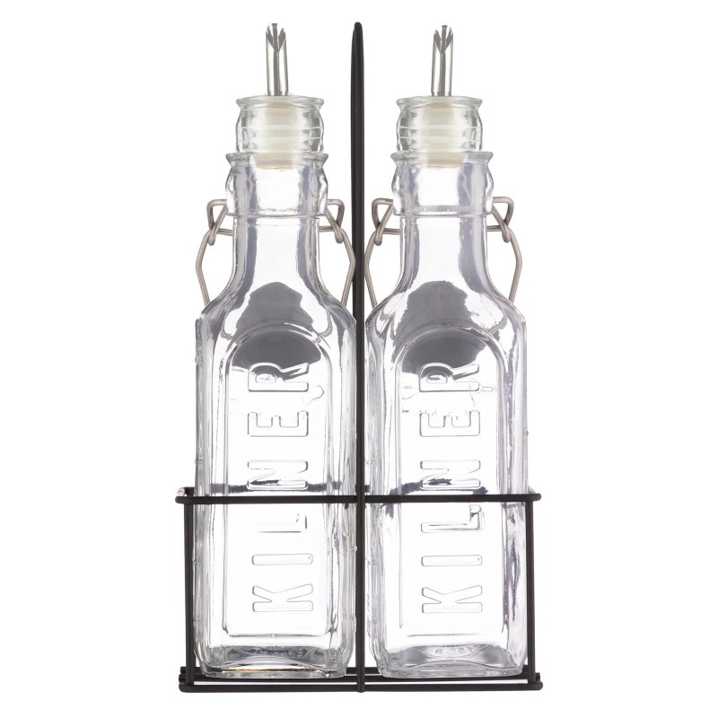 Kilner Set Of 2 Oil Bottles In Metal Rack cut out