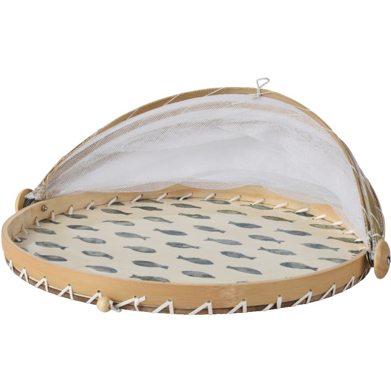 Kaemingk Kaemingk Round Bamboo Fish Patterned Food Cover
