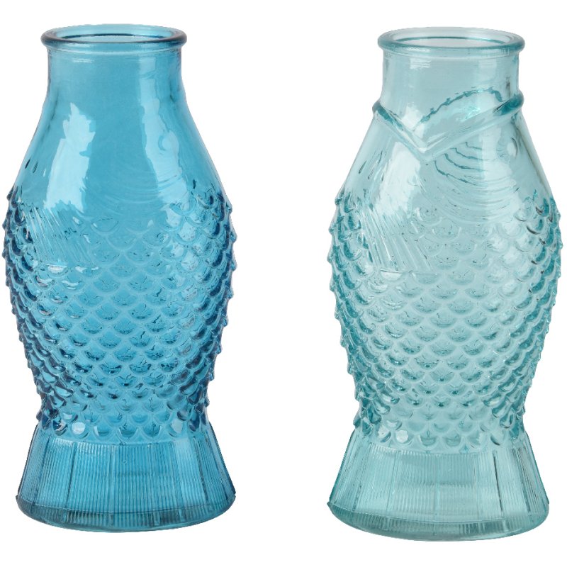 Kaemingk Kaemingk Transparent Colour Textured Glass Fish Vase