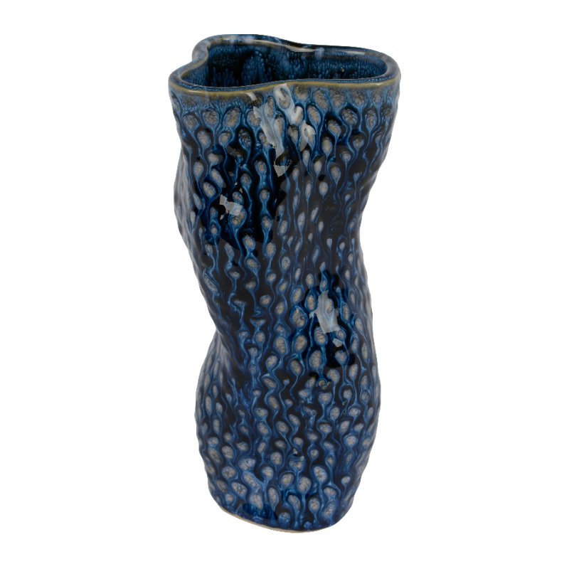 Kaemingk Kaemingk Abstract Dark Blue Twisted Porcelain Vase