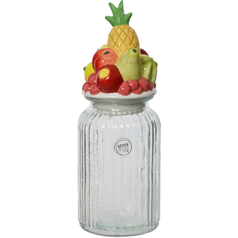 Kaemingk Glass Shiny Fruits Storage Jar
