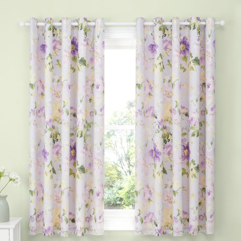 D&D Flourette Lilac Ready Made Curtains