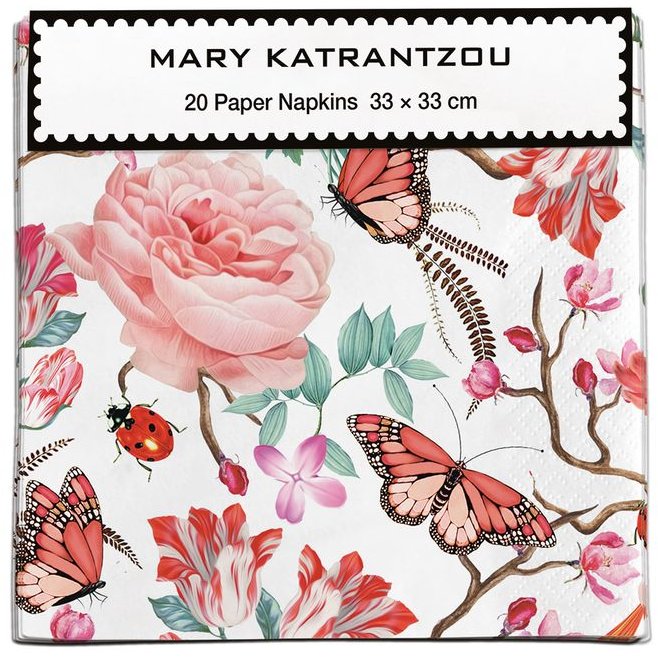 Red Floral Napkins Pack Of 20