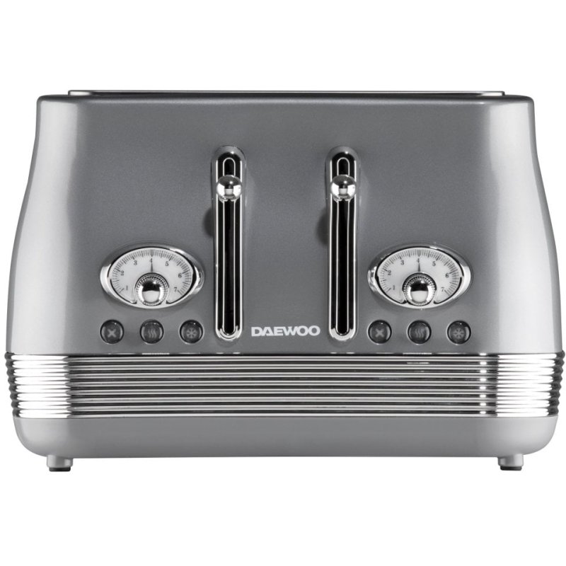 Daewoo Denver 4 Slice Toaster Smoked Grey