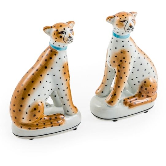 McGowan Rutherford McGowan Rutherford Pair of Ceramic Sitting Leopard Figures