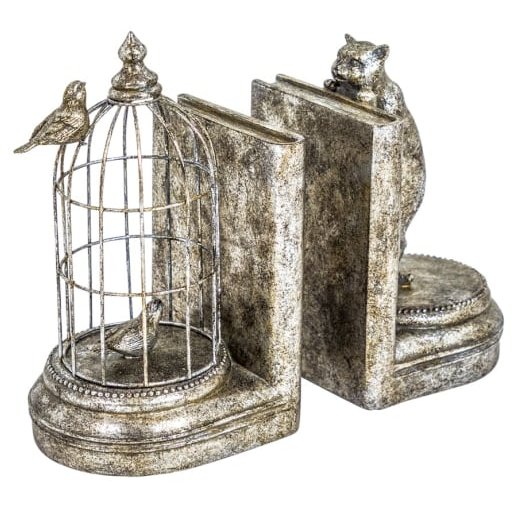 McGowan Rutherford McGowan Rutherford Pair of Antique Silver Curious Cat Bookends