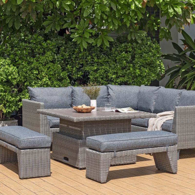 Bermuda Dark Casual Corner Set with Benches