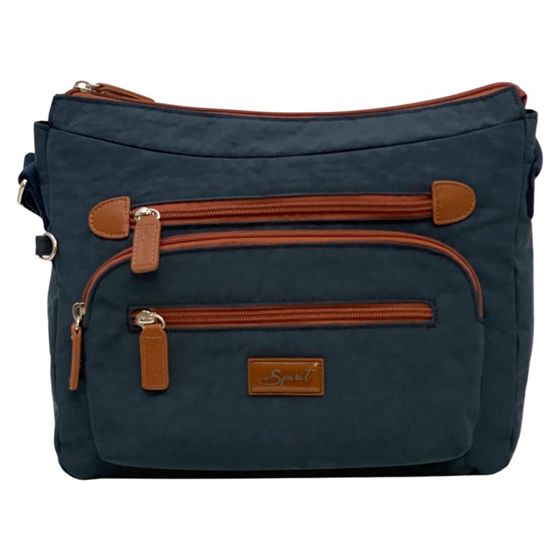 Spirit Spirit Navy and Tan Multi Pocket Crossbody Bag