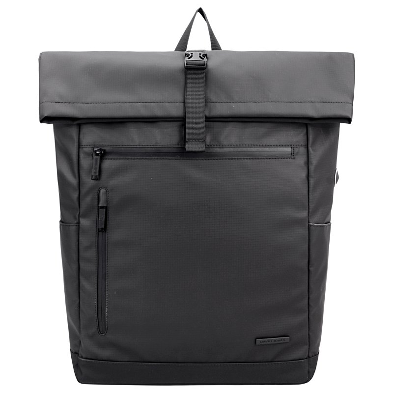 David Jones David Jones Black Fold Top Backpack