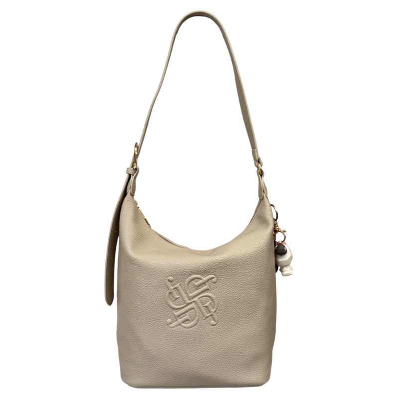 David Jones David Jones Almond Embossed Logo Slouchy Bag