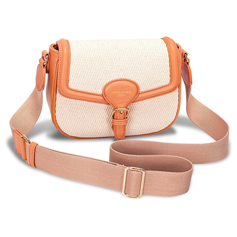 David Jones David Jones Peach Textile Half Flap Crossbody Bag