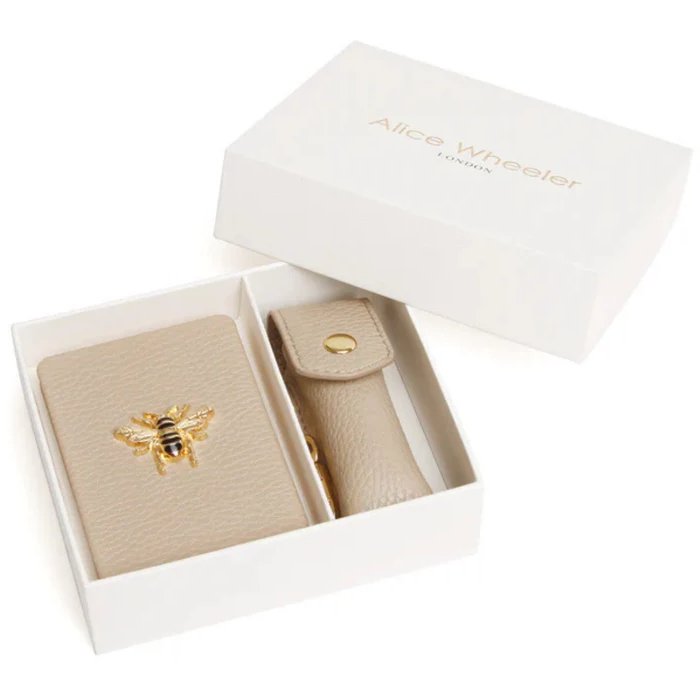 Alice Wheeler Compact And Lipstick Holder Gift Set Cream