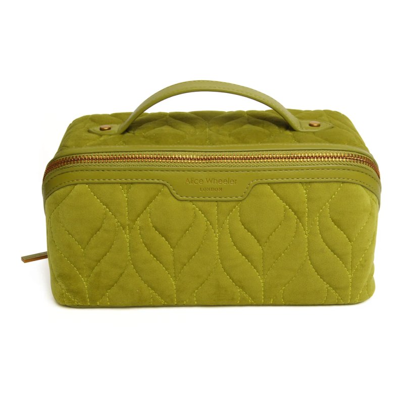 Alice Wheeler Velvet Train Case Lime