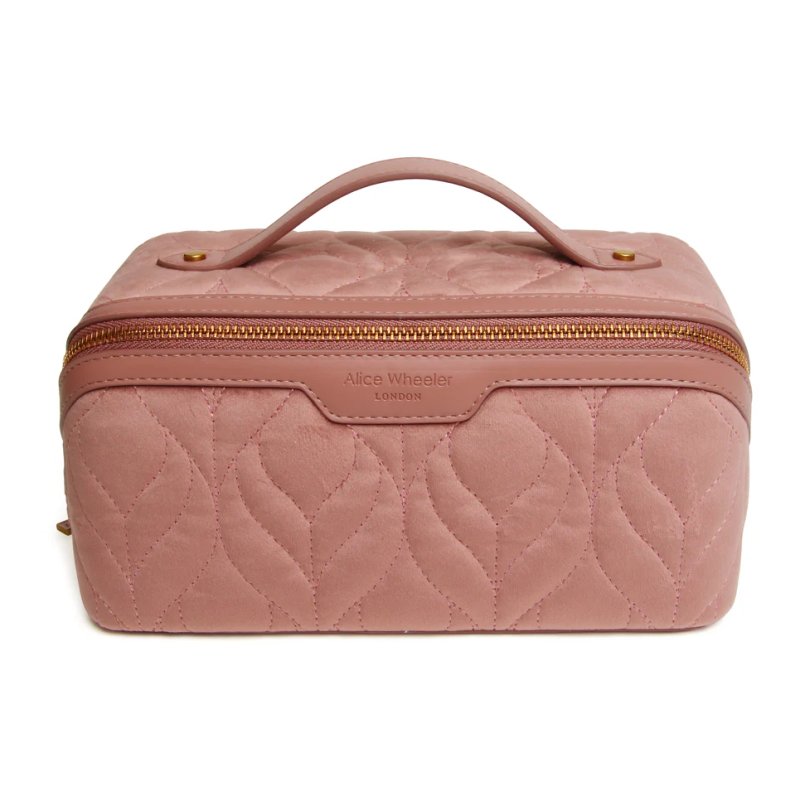 Alice Wheeler Velvet Train Case Pink