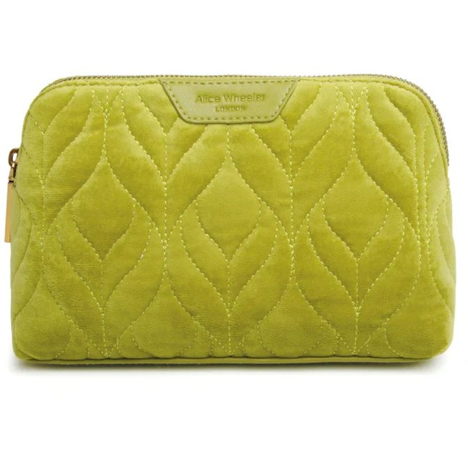 Alice Wheeler Velvet Makeup Pouch Lime