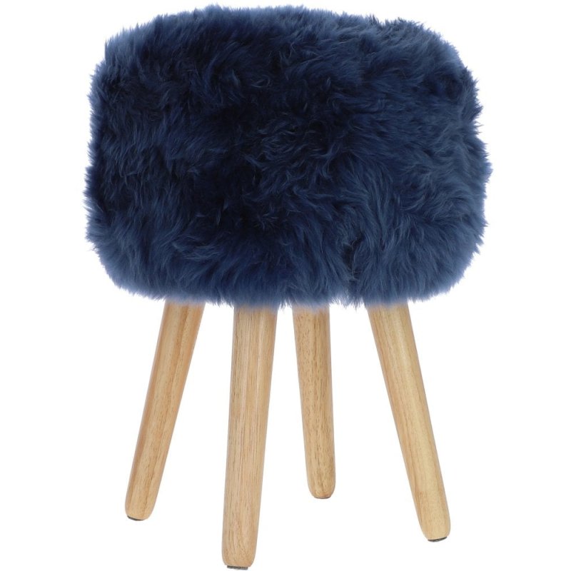 Ashwood Leather Sheepskin Stool Indigo