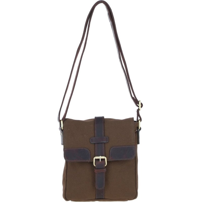 Ashwood Leather Fenland Canvas Flap Top Crossbody Bag