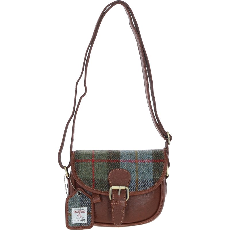 Ashwood Leather Harris Tweed Tan Macleod Saddle Crossbody Bag