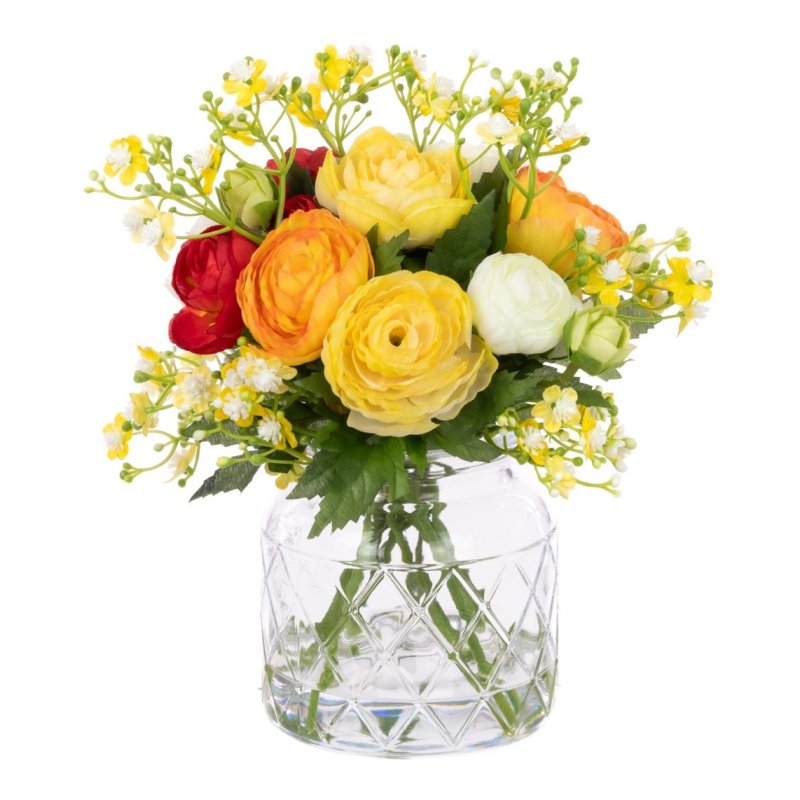 Floralsilk Orange Ranunculus & Gypsophila In Vase