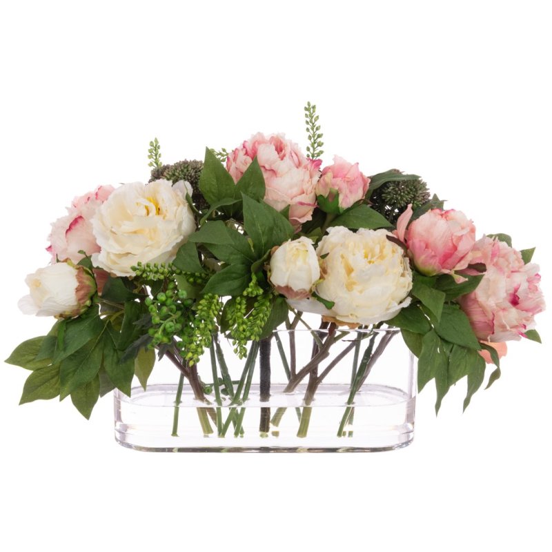 Floralsilk Deluxe Peony In Oblong Vase