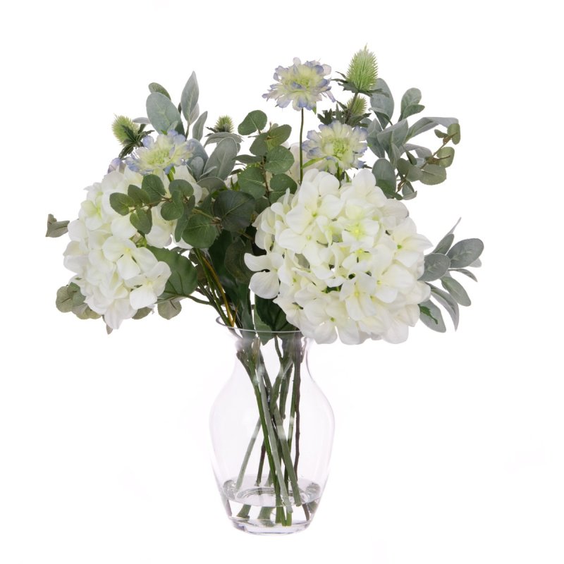 Floralsilk Elegant White Hydrangea Vase