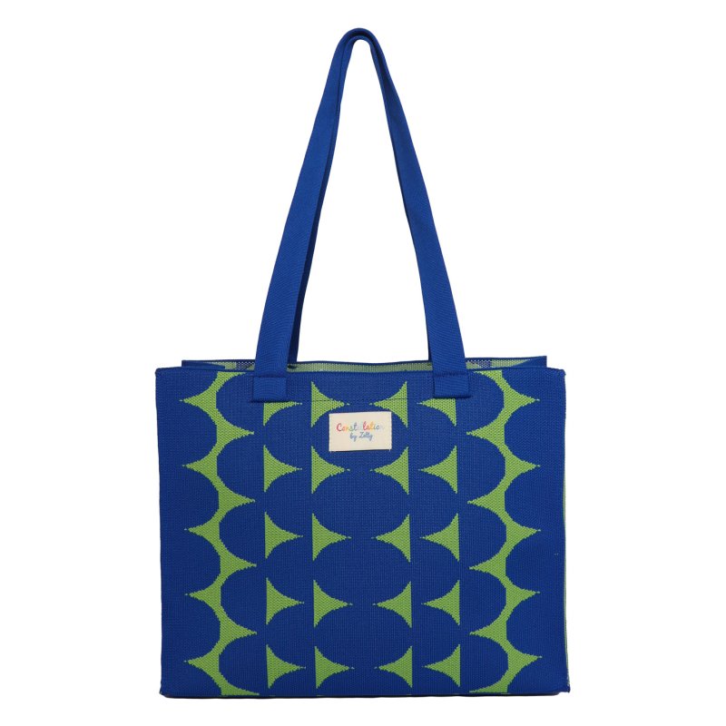Zelly Woven Bag Blue Abstract Medium